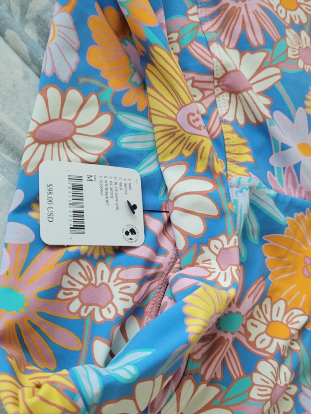 NWT MONTCE Micro High Waist Surf Bottoms Blue Motif Floral Size M - Picture 3 of 5